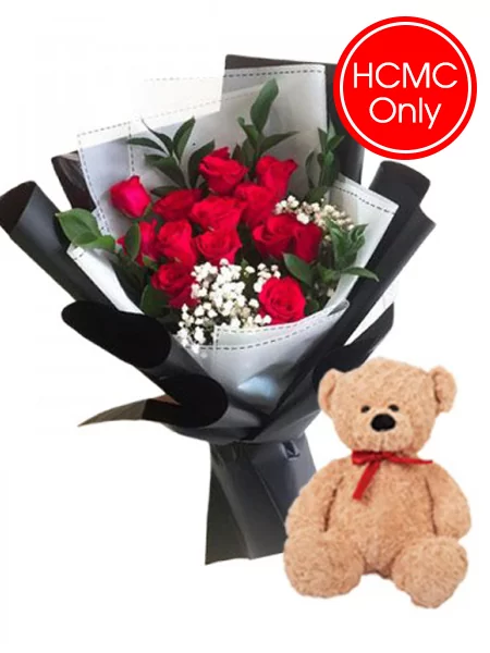 rose teddy bear fast shipping